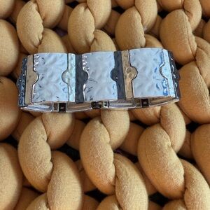 Silver and Black Textured Bracelet